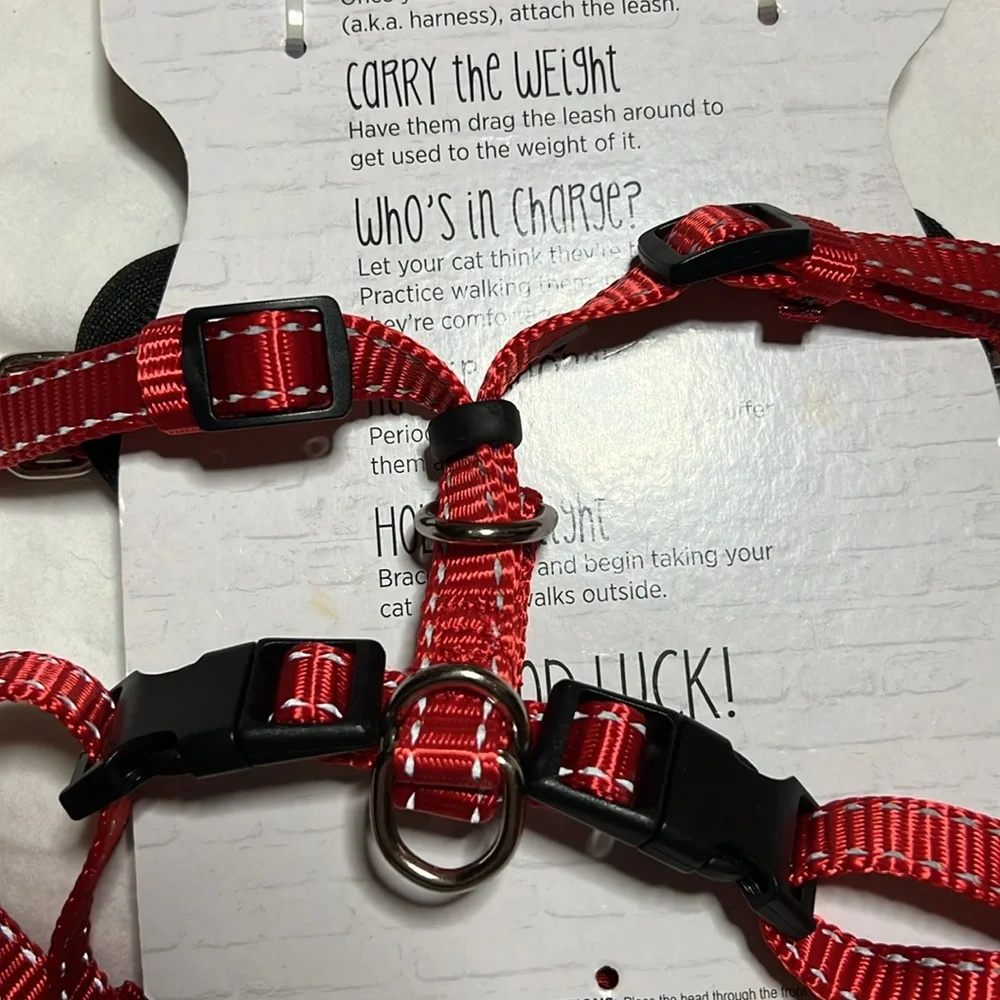Large red cat harness and leash- adjustable